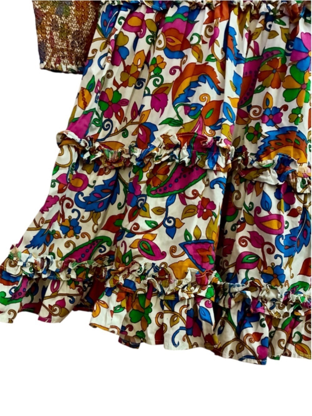 House of Harlow 1960 Nicole Richie Floral Puff Sleeve Smocked Mini Dress Medium - Picture 6 of 11